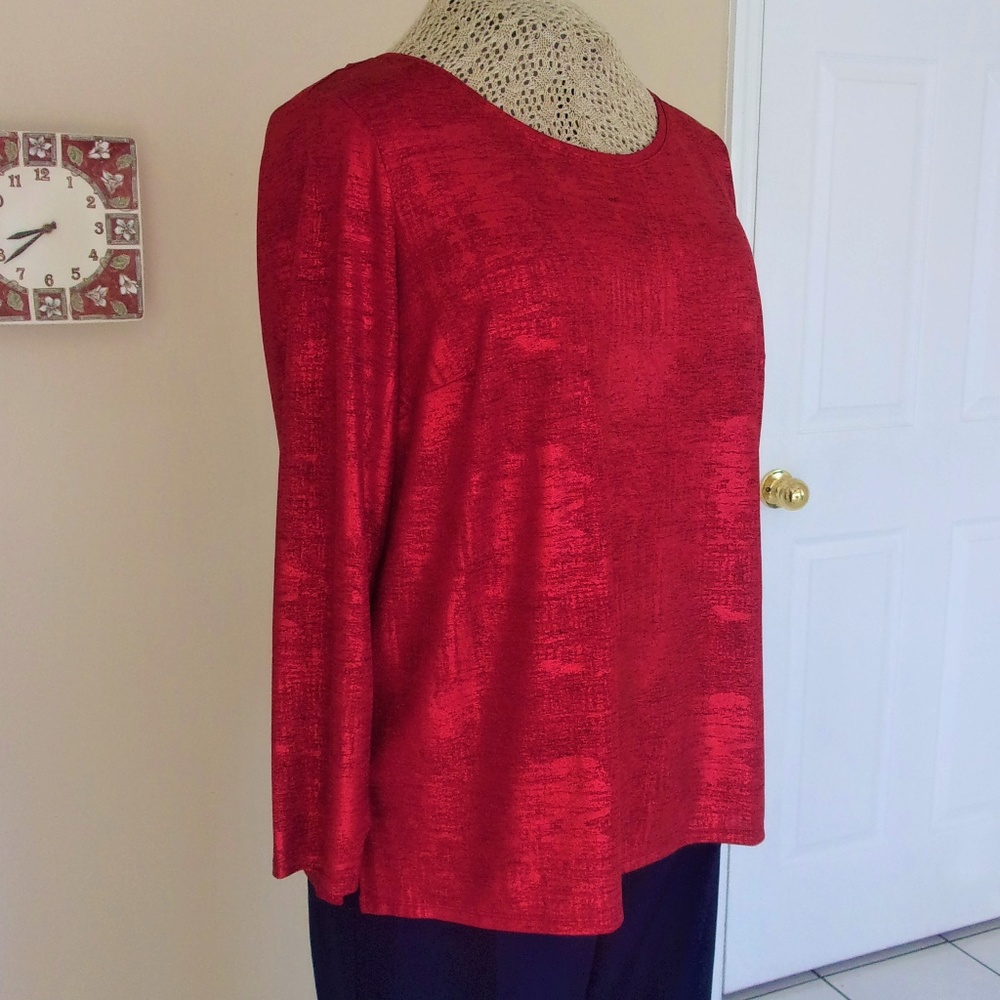 Slinky Shimmering Red and Black Stretchy Top